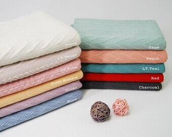 Embossed Cable Knit Sweater Fabric: Soft Medium-Heavy Weight