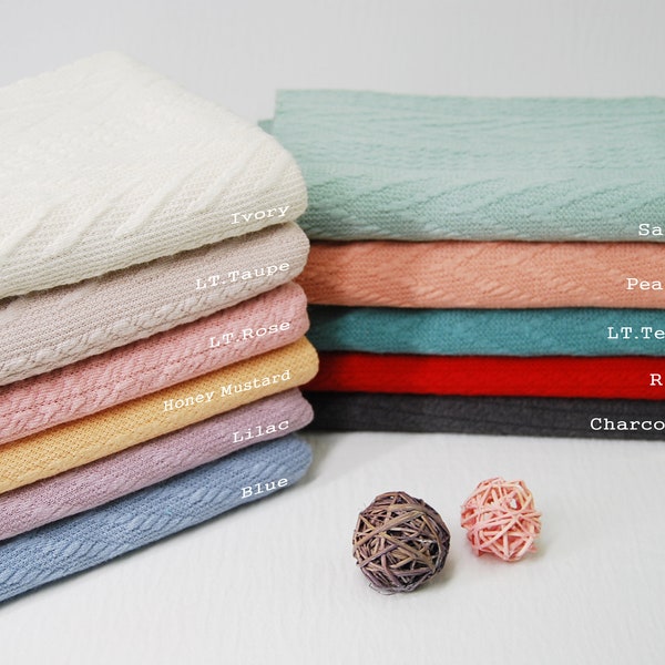 Embossed Cable Knit Sweater Fabric: Soft Medium-Heavy Weight