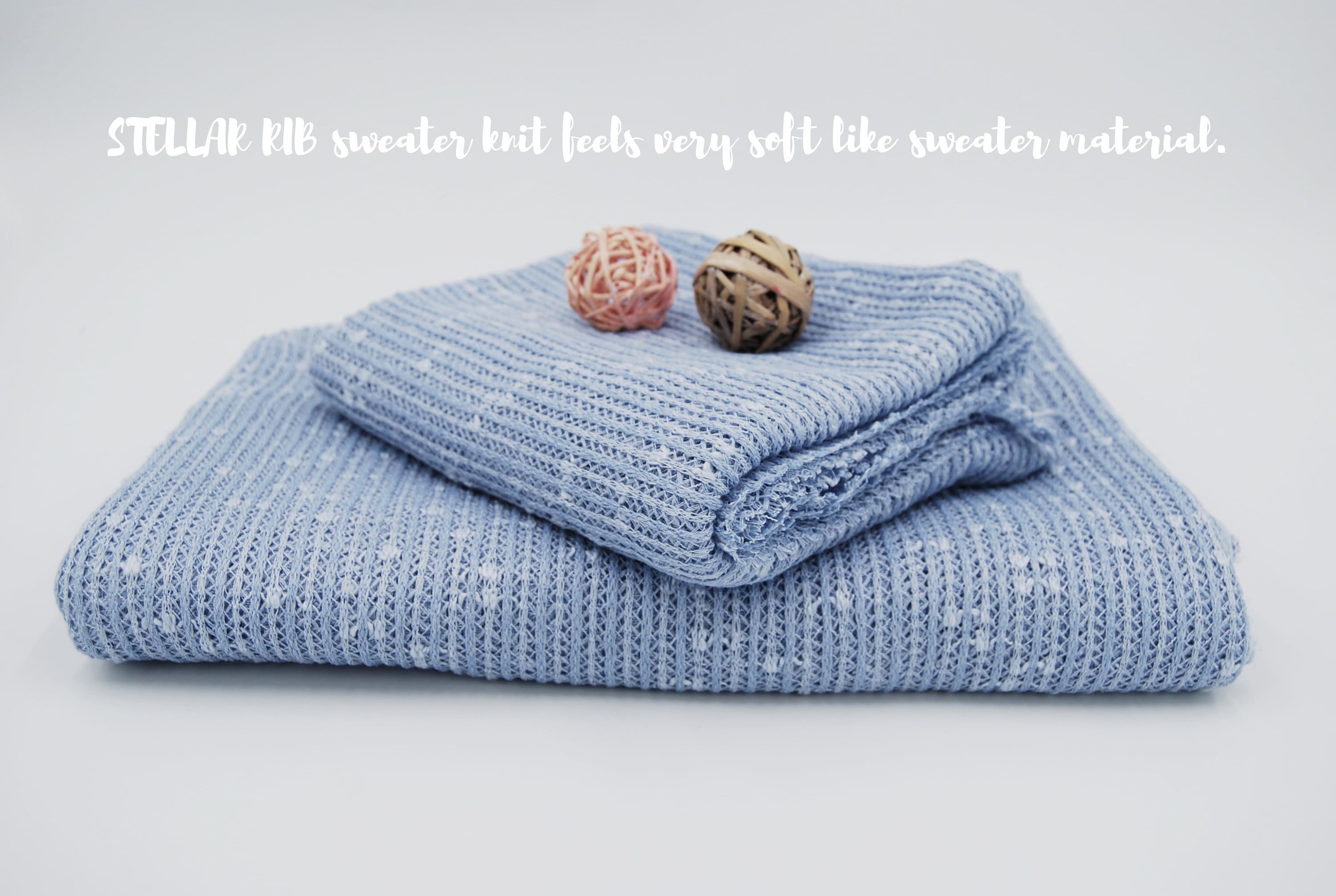 BLUE Stellar RIB sweater knit by the yard, Soft hand feel with Light weight
