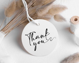 Round Thank You Gift Tag / Circle Hang Tag /