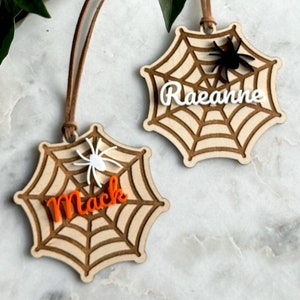 Personalized Name Boo Basket Tag / Halloween Wood Name Tag / Spider Web Name / Custom Halloween Basket Name / Trick Or Treat Bag Tag