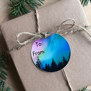 Northern Lights Gift Tags / Aurora Borealis Gift Tags / Christmas Gift Wrapping Supplies / Northern Lights Tags