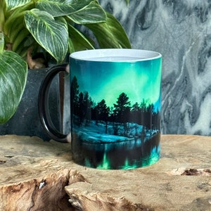 Color Changing Northern Lights Mug / Aurora Borealis Mug / Heat Sensitive Mug / Alaska Gift / Night Sky Mug