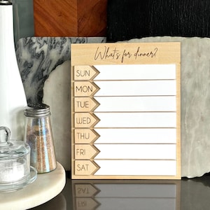 What’s for Dinner Dry Erase Board / Meal Planning Schedule / Kitchen Menu Board / Weekly Meal Planner / Kitchen Decor and Accessories