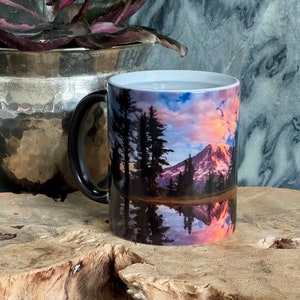 Color Changing Mt. Rainier Mug / Rainier National Park Mug / Heat Sensitive Mug / Washington State Mug / Mountain Sunset / Magic Mug