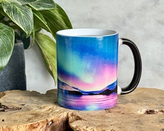 Color Changing Northern Lights Mug / Aurora Borealis Mug / Heat Sensitive Mug / Alaska Gift / Night Sky Mug