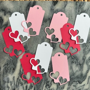 Heart Shape Gift Tags / Valentine’s Day Gift Wrap Accessories / Heart Hang Tags / Paper Tags with Hole Punch