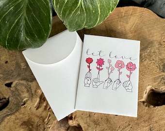 Sign Language Seed Packet / Let Love Bloom / ASL Mini Envelope Pouch / Sign Language Party Favor / Seed Packets for Wedding / Bridal Shower