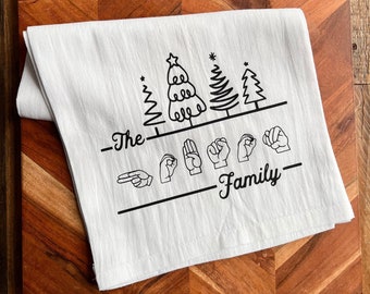 Personalized Sign Language Gift / Sign Language Christmas Gift / Sign Language Dish Towel / ASL Gift / ASL Holiday Gift / ASL Christmas