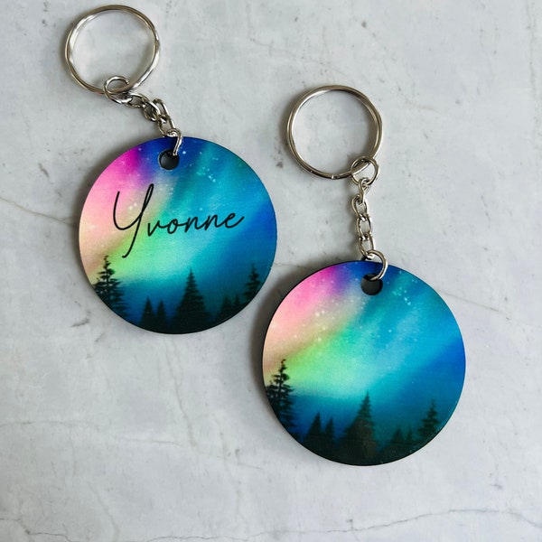 Personalized Northern Lights Keychain / Aurora Borealis Keychain / Polar Lights Key Ring / Personalized Keychain / Custom Gift / Alaska Gift