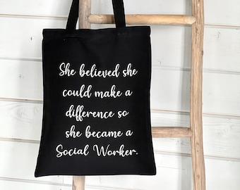 Social Worker Tote Bag / Social Worker Gift / LICSW Gift / New MSW Graduation Gift / LCSW Social Work / Social Work Appreciation Month