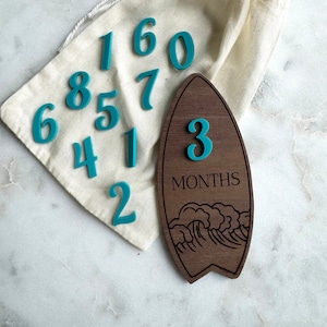 Ocean Wave Surfboard Milestone Marker / Ocean Theme Nursery Decor / Ocean Baby Shower Gift / Surfer Baby Gift / Ocean Wave Milestone Disc