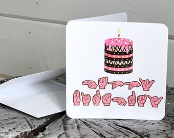 Sign Language Birthday Card / ASL Happy Birthday Card / Sign Language Card / ASL Card / Birthday Card