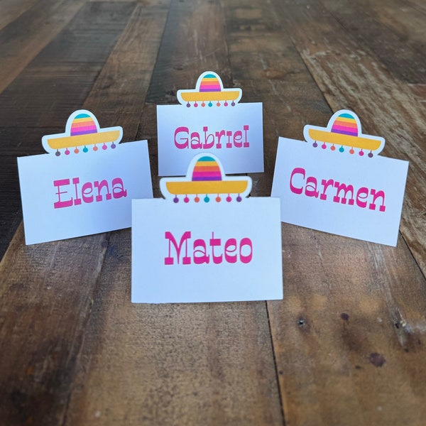 Personalized Cinco de Mayo Place Cards / Mexican Seating Cards / Sombrero Place Setting / Fiesta Party Table Decor / Quinceanera Celebration