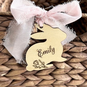 Personalized Easter Basket Name Tag / Custom Wood Bunny Basket Name / Wooden Easter Name Tag / Wood Bunny