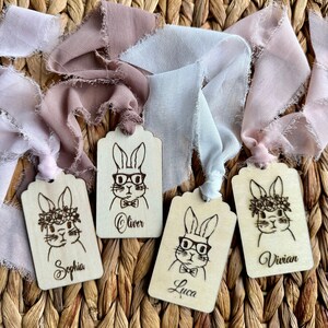 Personalized Easter Basket Name Tag / Custom Wood Bunny Basket Name / Wooden Easter Name Tag / Wood Bunny