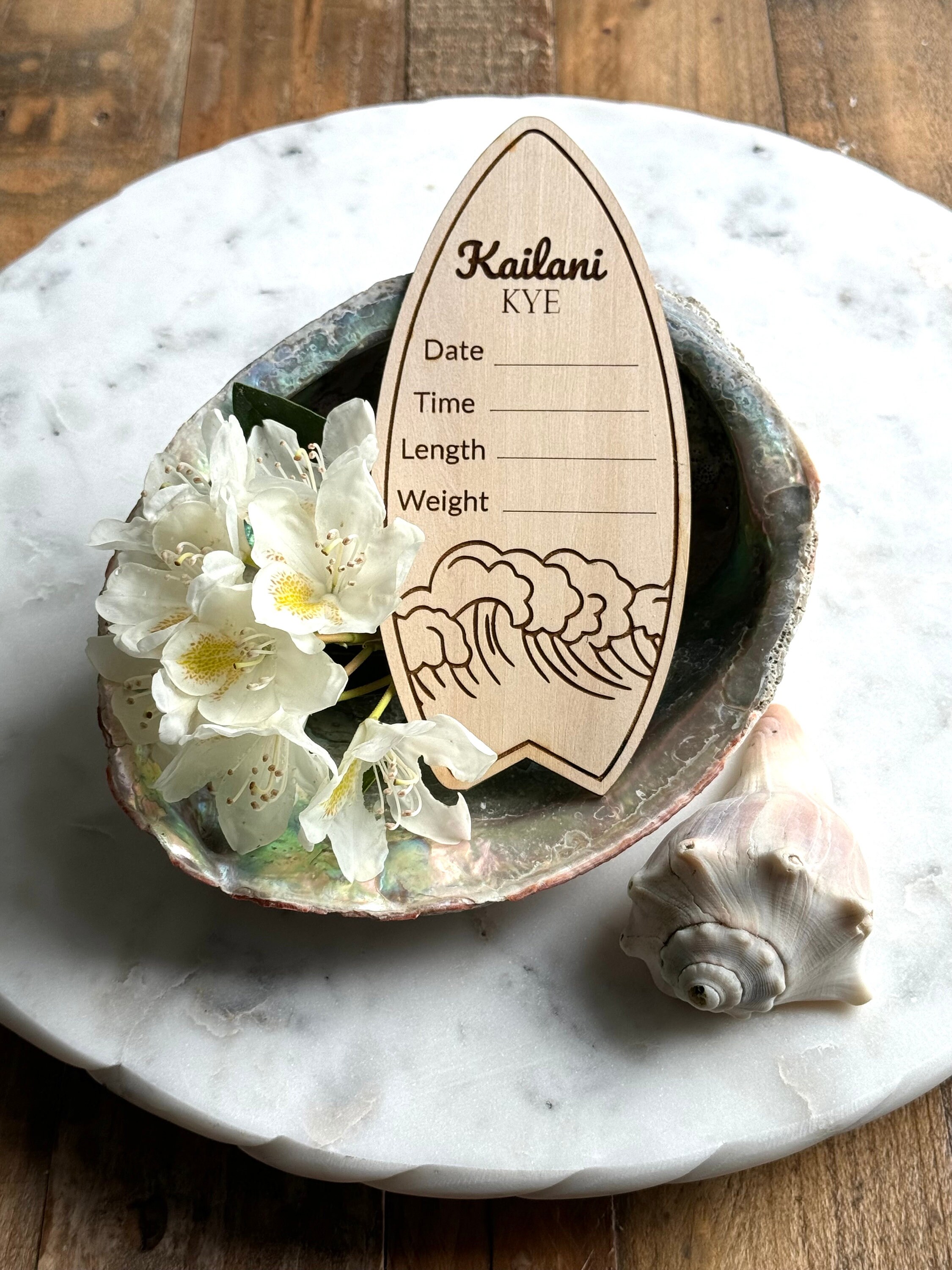 Surfboard Baby Stats / Ocean Birth Announcement / Ocean Wave Name Sign ...