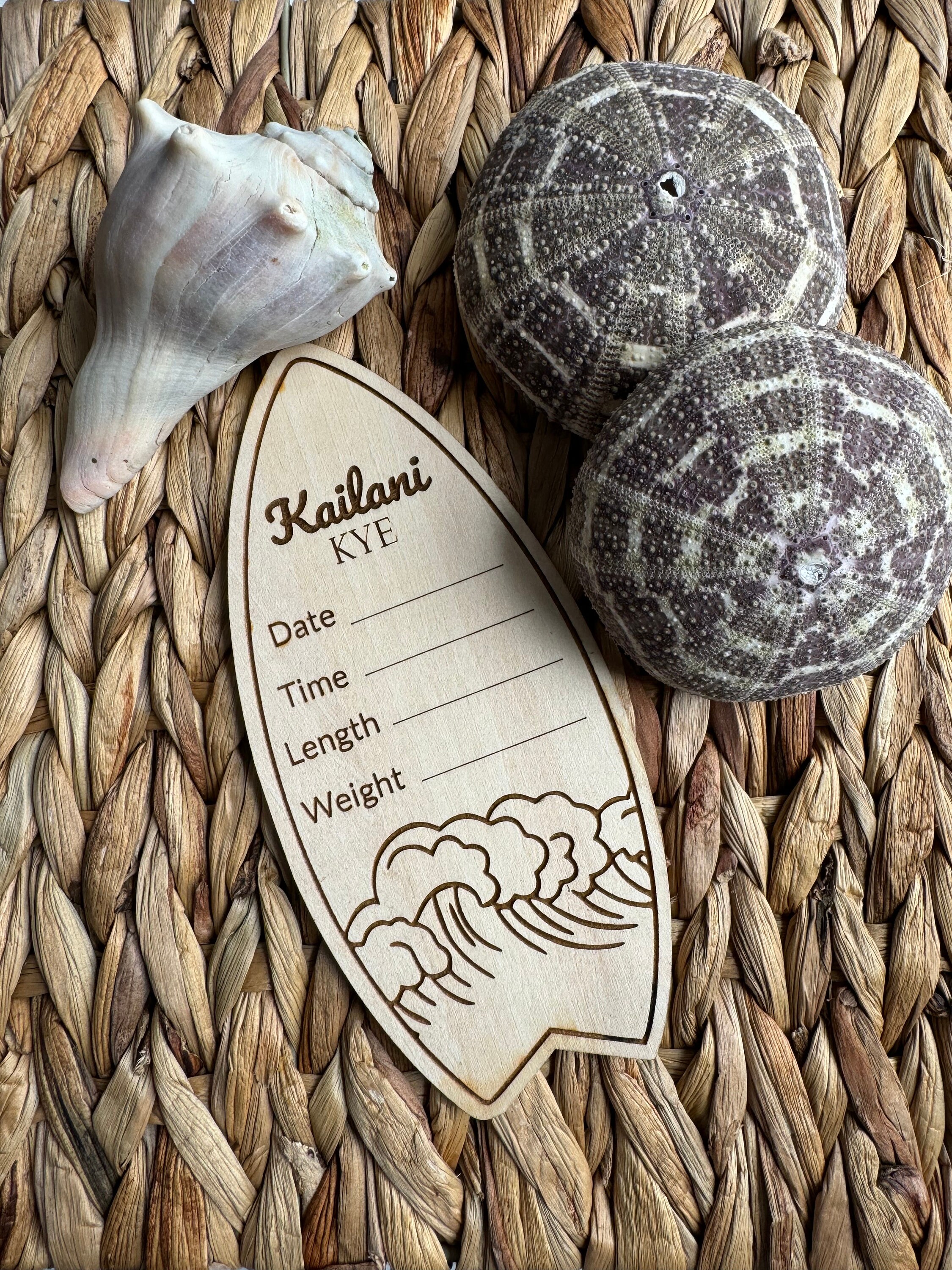 Surfboard Baby Stats / Ocean Birth Announcement / Ocean Wave Name Sign ...
