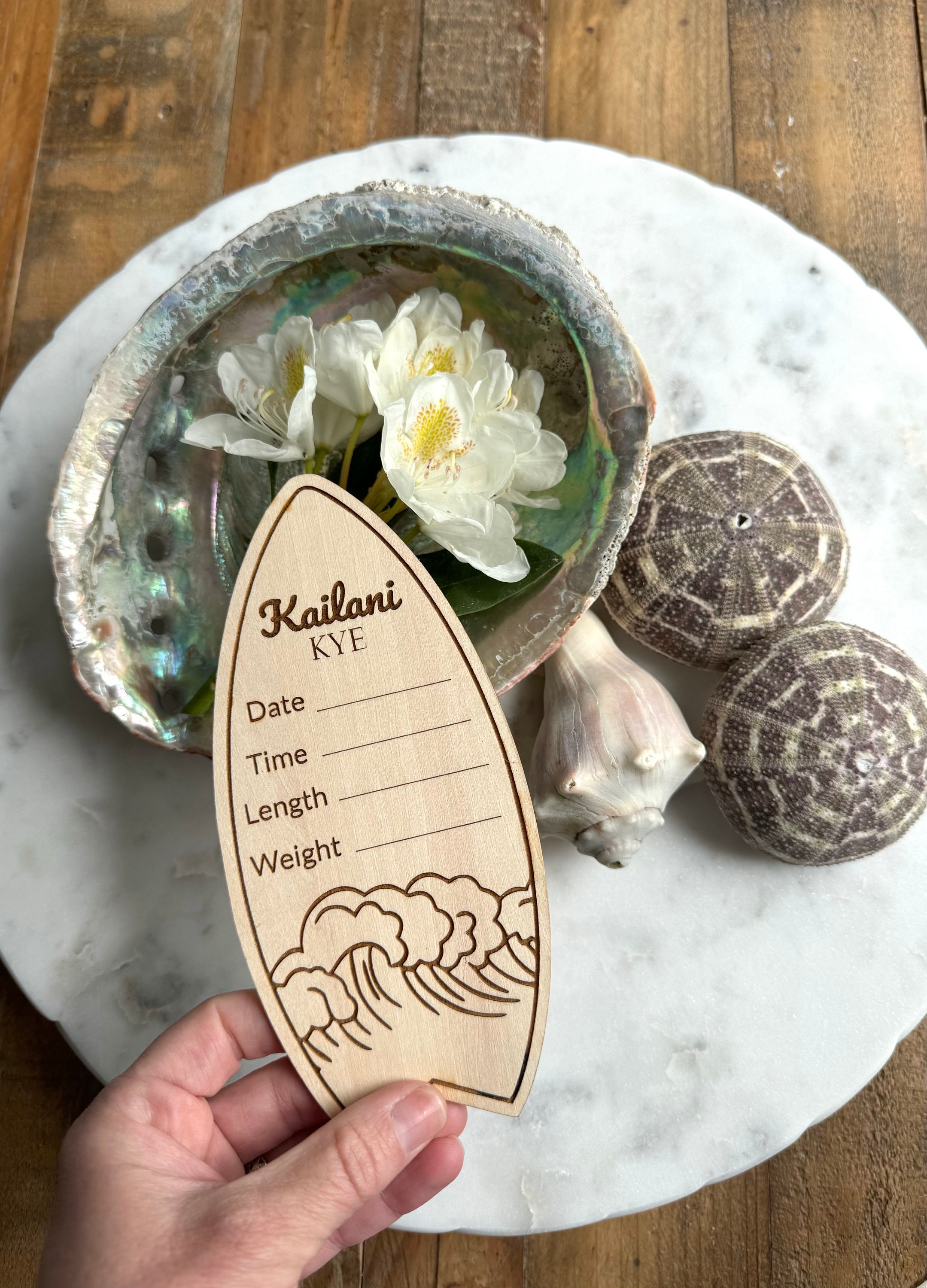Surfboard Baby Stats / Ocean Birth Announcement / Ocean Wave Name Sign ...