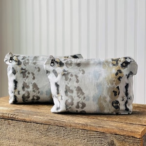 Abstract Cheetah Print Cosmetic Bag / Animal Print Zipper Pouch / Abstract Leopard Print Toiletry Bag / Abstract Neutral Tones Make-up Bag