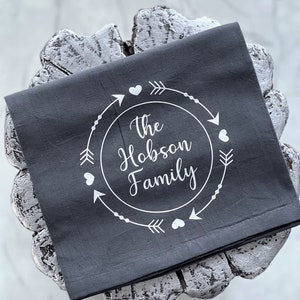 Personalized Valentine&#39;s Day Tea Towel / Personalized Gift / Kitchen Décor / Wedding Gift / Anniversary Gift / Valentine’s Day Gift