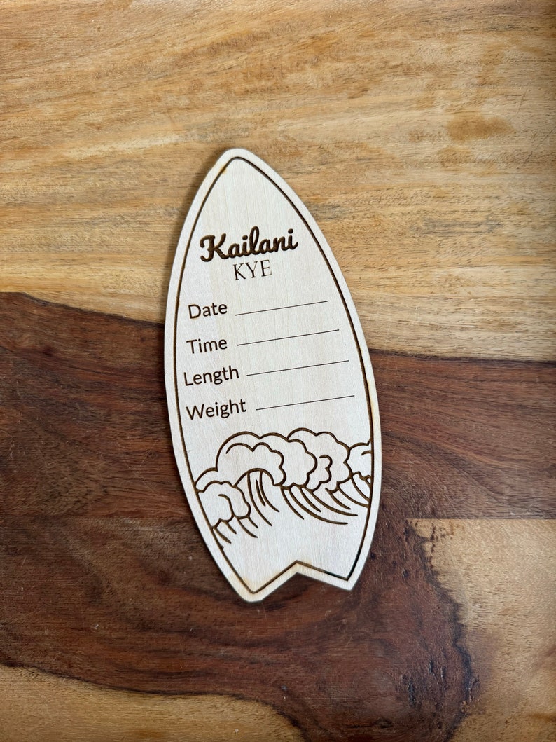 Surfboard Baby Stats / Ocean Birth Announcement / Ocean Wave Name Sign ...