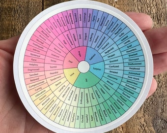 Autocollant roue des sentiments / Autocollant roue des émotions / Autocollant de thérapie / Sensibilisation à la santé mentale / Travailleur social / Thérapeute / Conseiller / Émotions