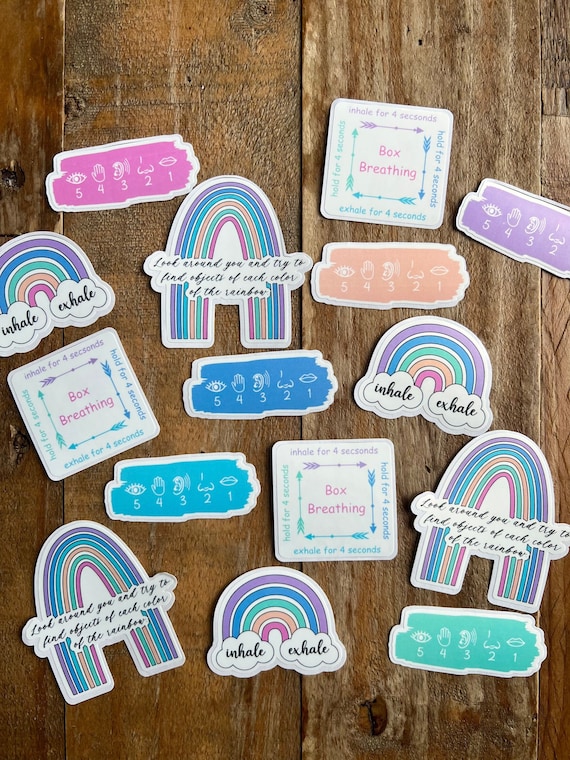 Mental Health Stickers / Five Senses Grounding / Mindfulness Therapy Sticker / Mental Health Awareness / Social Worker Stickers