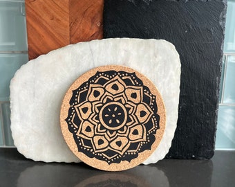 Mandala Cork Trivet / Mandala Kitchen Trivet / Cork Hot Pads / Hostess Gift / Kitchen Décor / Boho Kitchen Décor / Bohemian Trivet