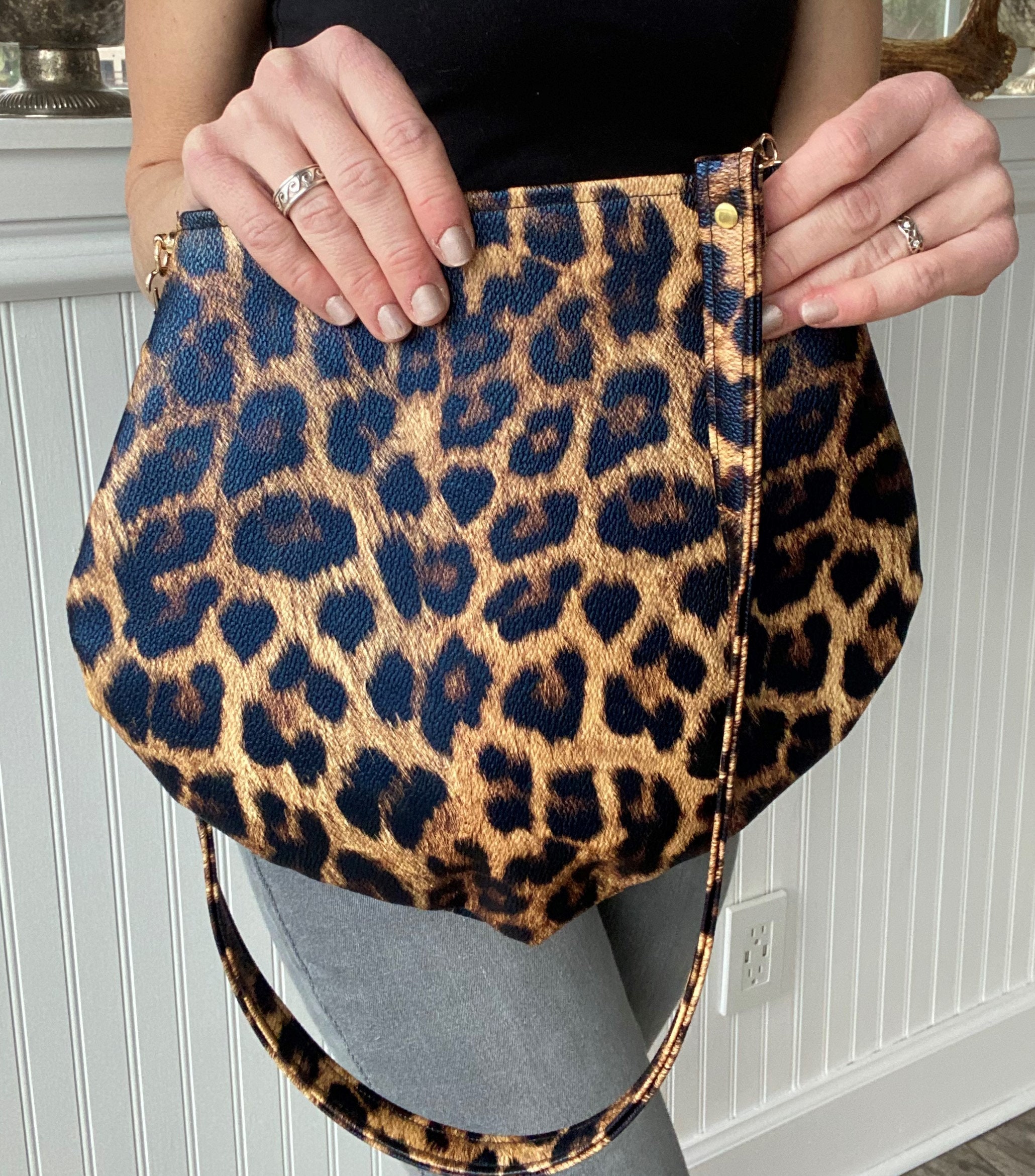 Leopard Shoulder Bag With Detachable Strap and Gold Hardware Animal Print Purse Women s Vegan Leather Handbag Etsy Canada