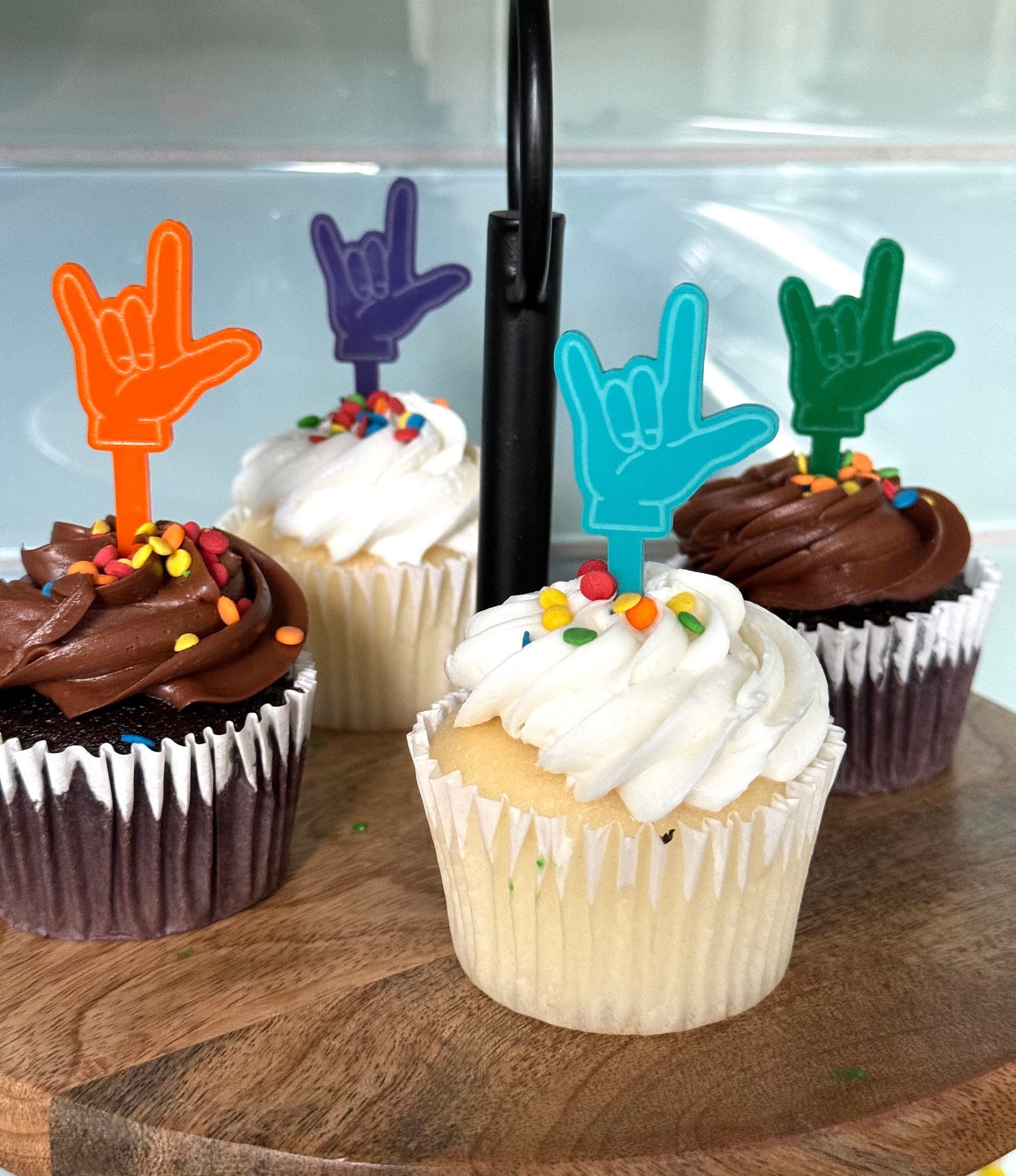 ASL Acrylic Cupcake Toppers / Sign Language I Love You Cake Topper ...