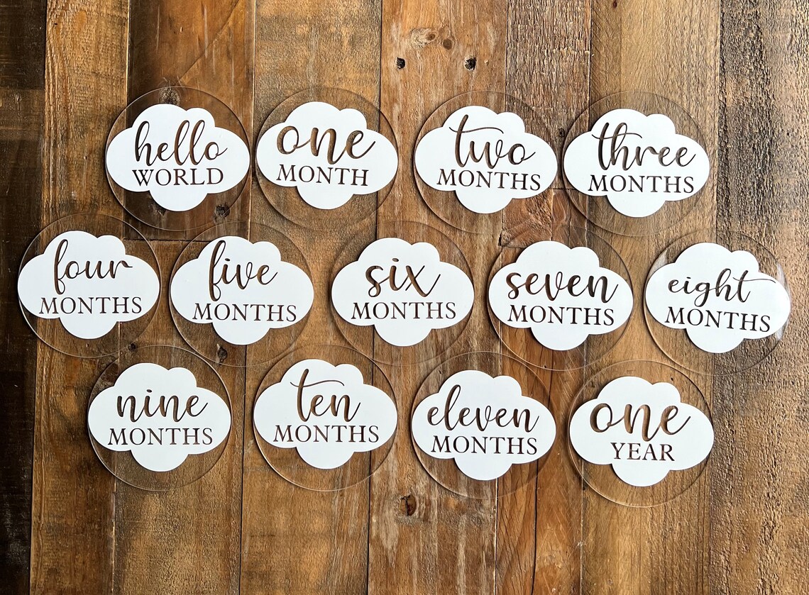 Cloud Themed Acrylic Baby Milestone Markers / Monthly Milestone Markers ...