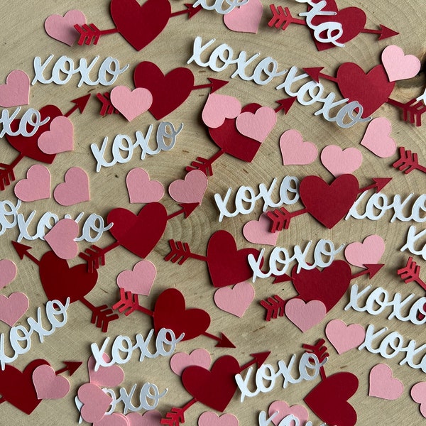 Valentine’s Day Confetti / Heart Confetti / XOXO Table Scatter / Card Filler / Valentine’s Day Table Decor/ Wedding Confetti / Tablescape