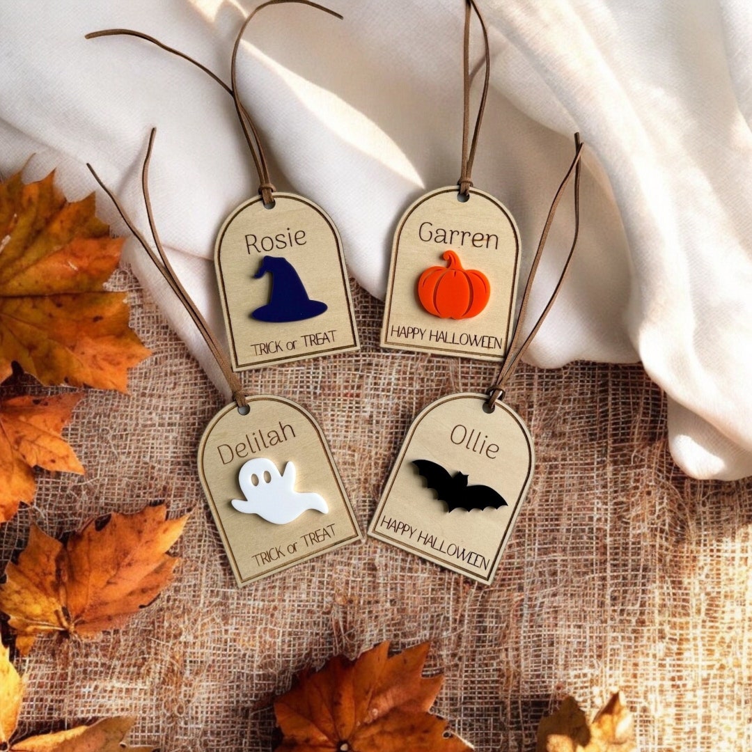 Personalized Name Boo Basket Tag / Acrylic Wood Name Tag / Halloween ...