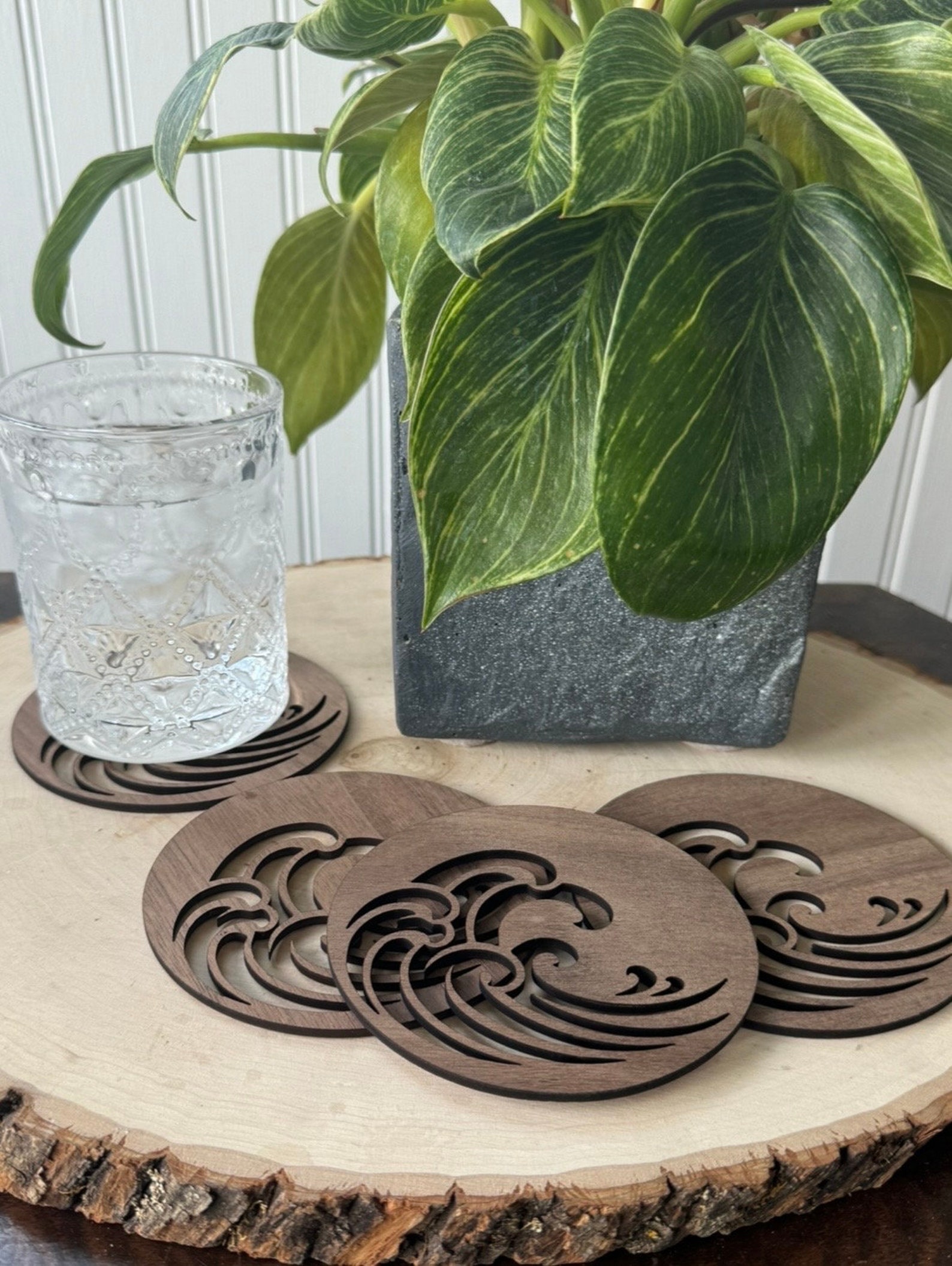 Pool Coasters Ocean Wave Coaster Set / Beach Drink Coasters / Coastal Kitchen Decor ...