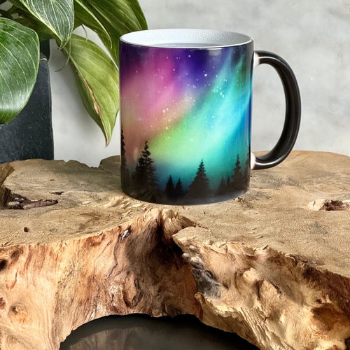 Color Changing Northern Lights Mug / Aurora Borealis Mug / Heat Sensitive Mug / Alaska Gift / Night Sky Mug