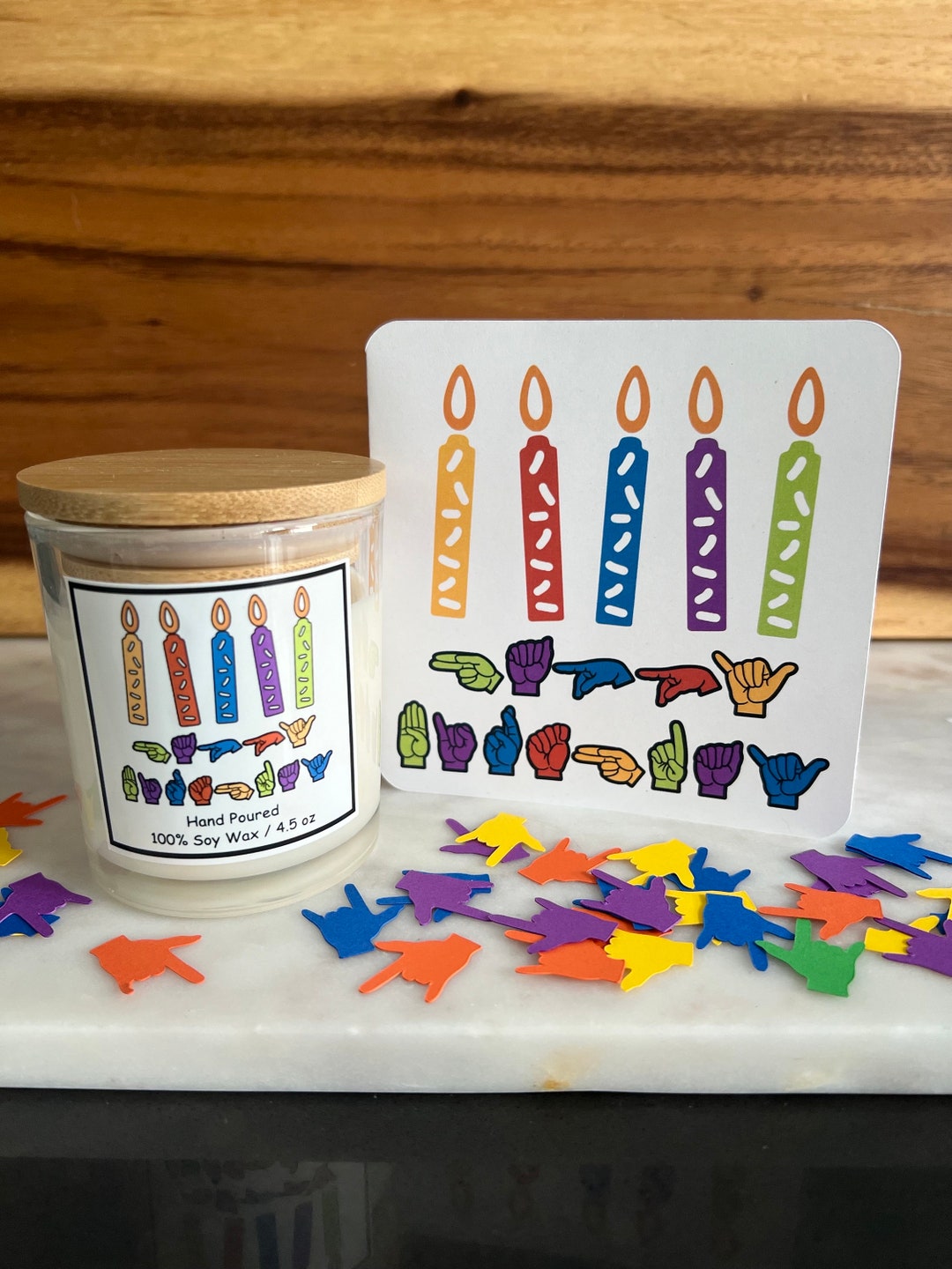 ASL Candle Set / Sign Language Birthday Gift / ASL Gift Set / Birthday