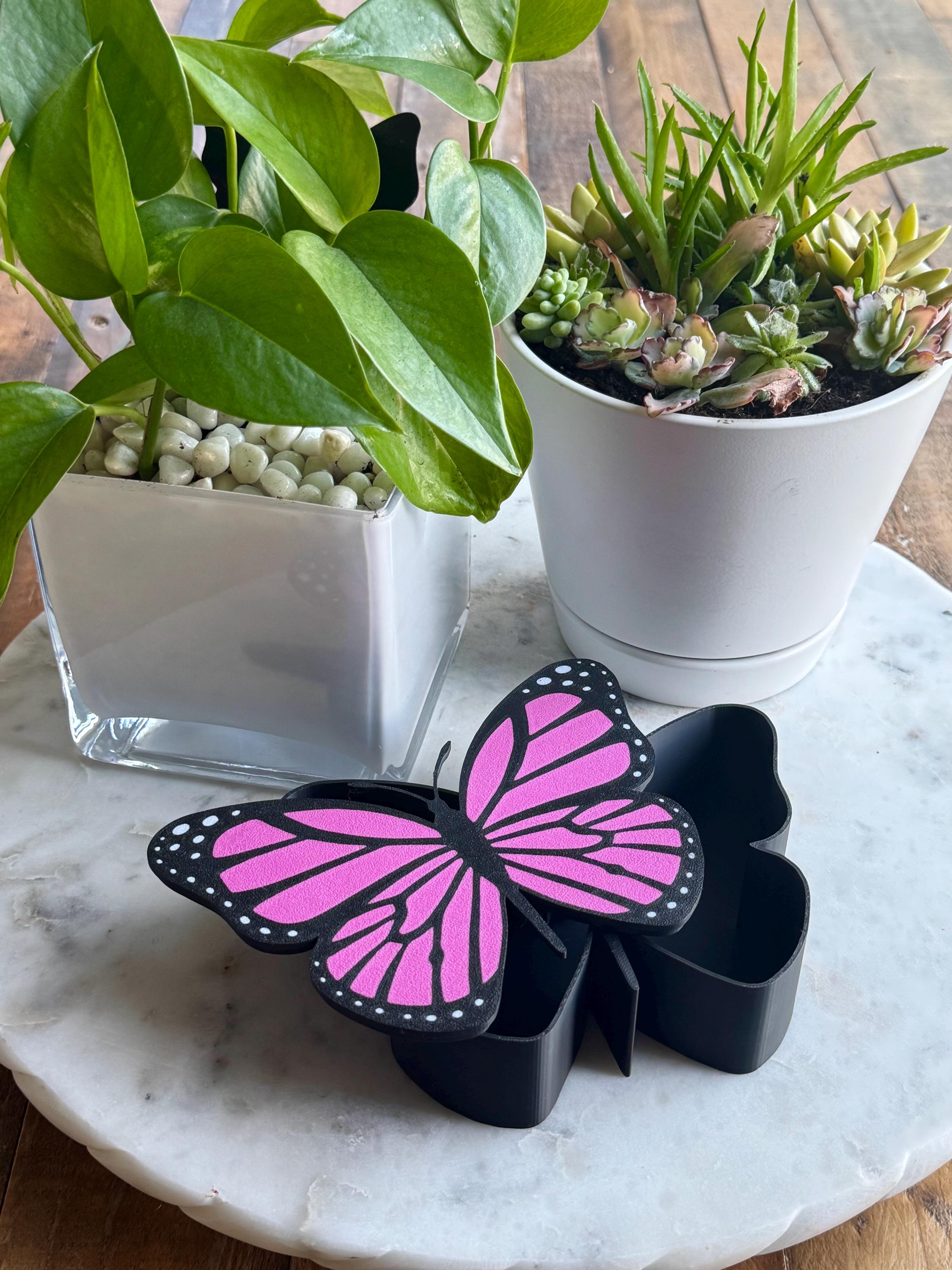 Monarch Butterfly Box with Lid / Nature Inspired Butterfly Trinket Box / Gift for Girls