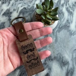 ASL Keychain for Dad / Personalized Wood Sign Language Gift for Dad / Sign Language Key Fob / ASL Gift / Best Dad Ever image 2