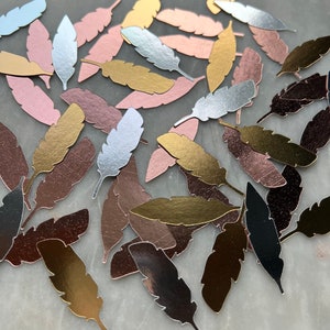 Metallic Feather Confetti / Metallic Confetti / Boho Feathers Confetti / Wedding Confetti / Metallic Card Filler / Feather Table Scatter