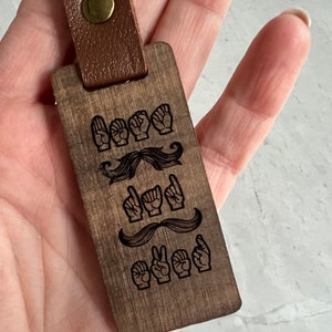 ASL Keychain for Dad / Personalized Wood Sign Language Gift for Dad / Sign Language Key Fob / ASL Gift / Best Dad Ever image 6