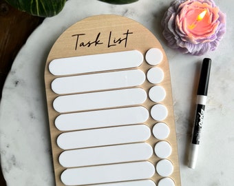 Task List Dry Erase Board / To Do List White Board / Time Organization / Time Managment / Daily Tasks List Board / Minimalist Office Decor