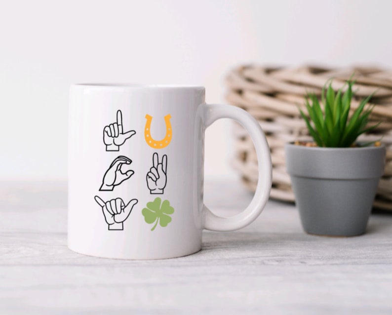 ASL St. Patrick's Day Mug / Sign Language Lucky Mug / St. Patrick's Day ...