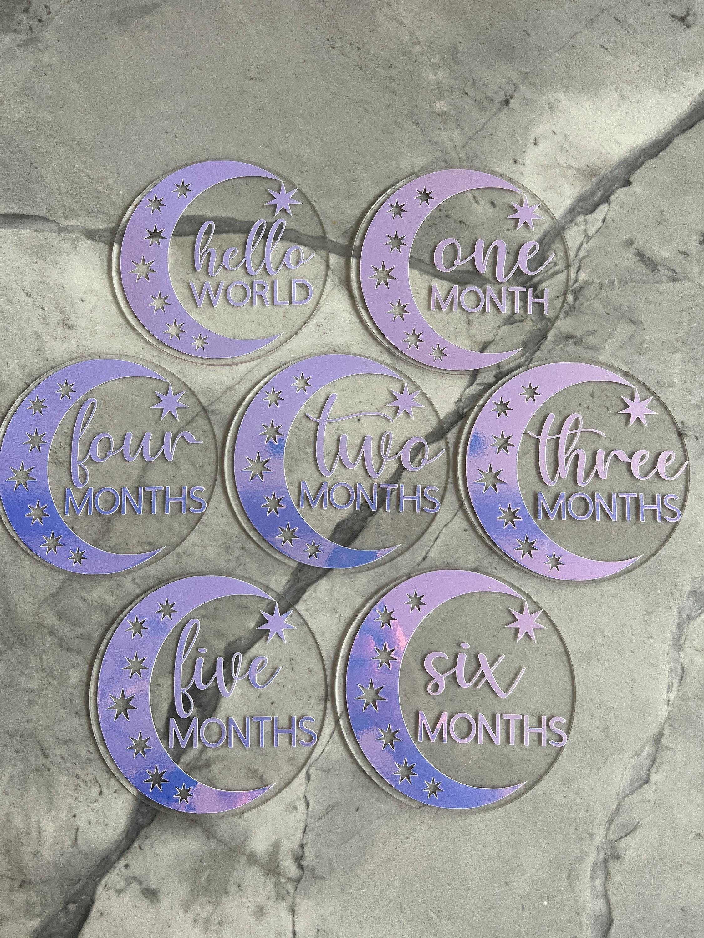 Holographic Acrylic Baby Milestone Markers / Moon and Stars Monthly ...