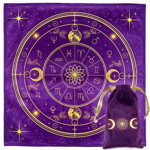 Helderziendheid & Pochon Mat - Orakelmat, Waarzeggerij Tarot - Fluwelen Altaardoek voor het beoefenen van Cartomancy en de Waarzeggende Slinger