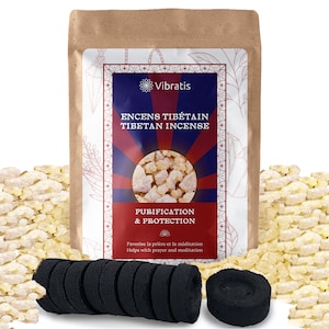 Incienso Tibetano en Granos 100G + 1 Rollo de Carbón para Incienso (10 Carbones)