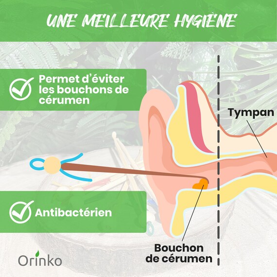 Cure Oreille Bambou x5 Oriculi - NOUVEAU - UTILISABLE À VIE - 100%  Écologique et Biodégradable 