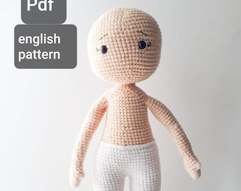 Crochet doll pattern, crochet doll base, crochet doll body pattern