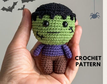 Frankenstein keychain crochet pattern, Amigurumi Halloween ornaments, Amigurumi Miniature Frankenstein