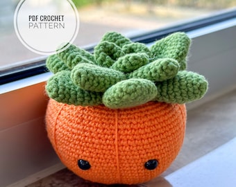 Crochet Succulent Pattern, Flower Pot, Halloween Pumpkin (PDF Pattern)